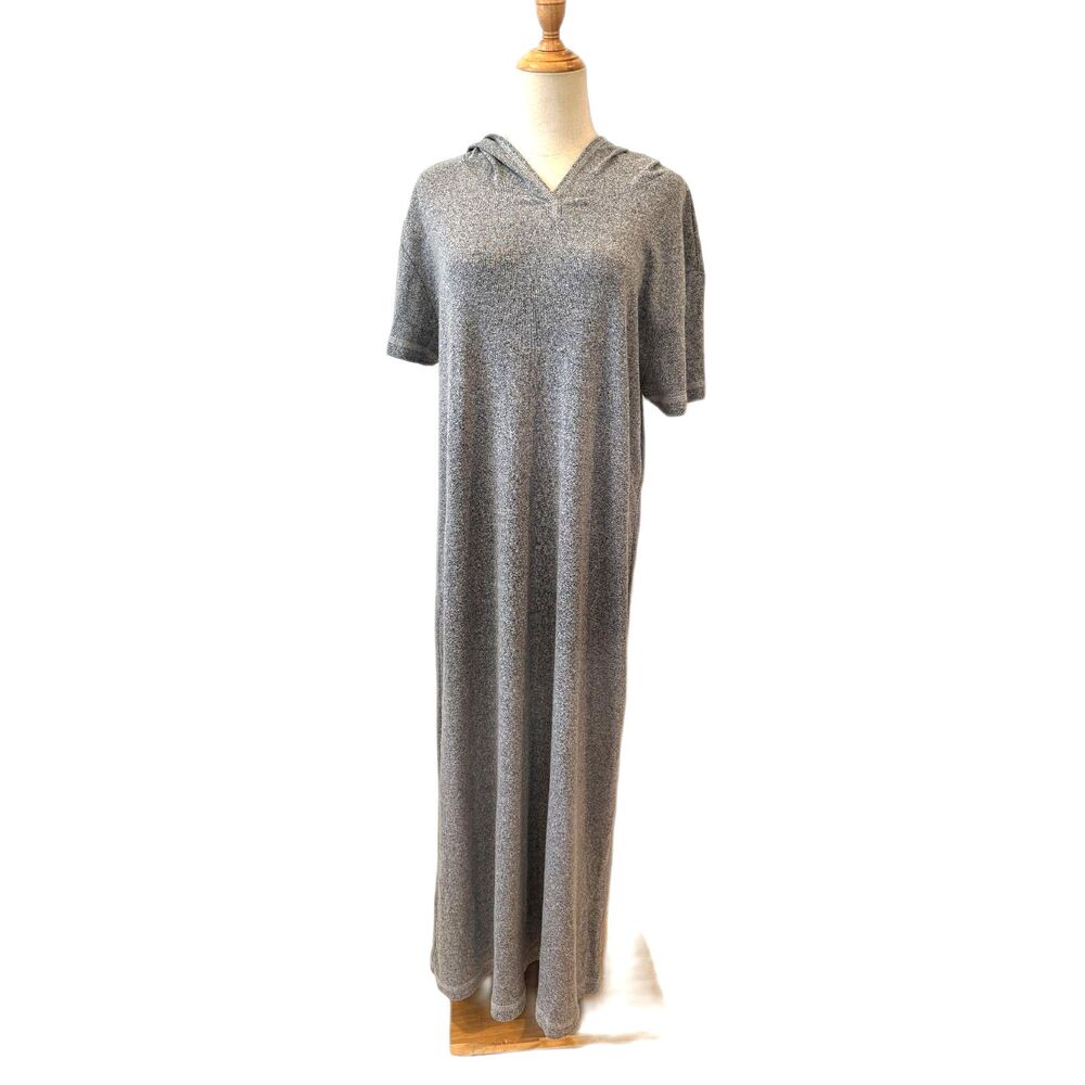 Hot Cotton by Marc Ware Grey Hoodie Maxi Dress Short Sleeves Medium